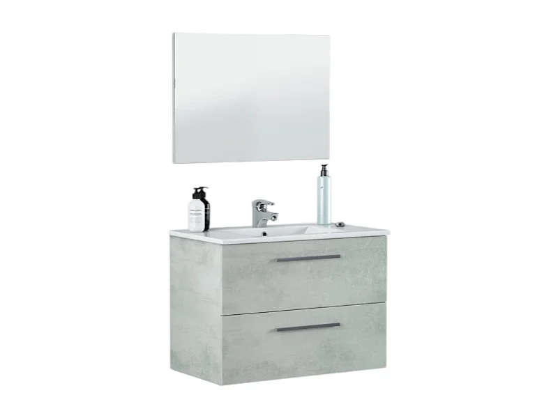 Mobile Sottolavabo Albino, Specchio Incluso, 57x80x45h cm Grigio Cemento