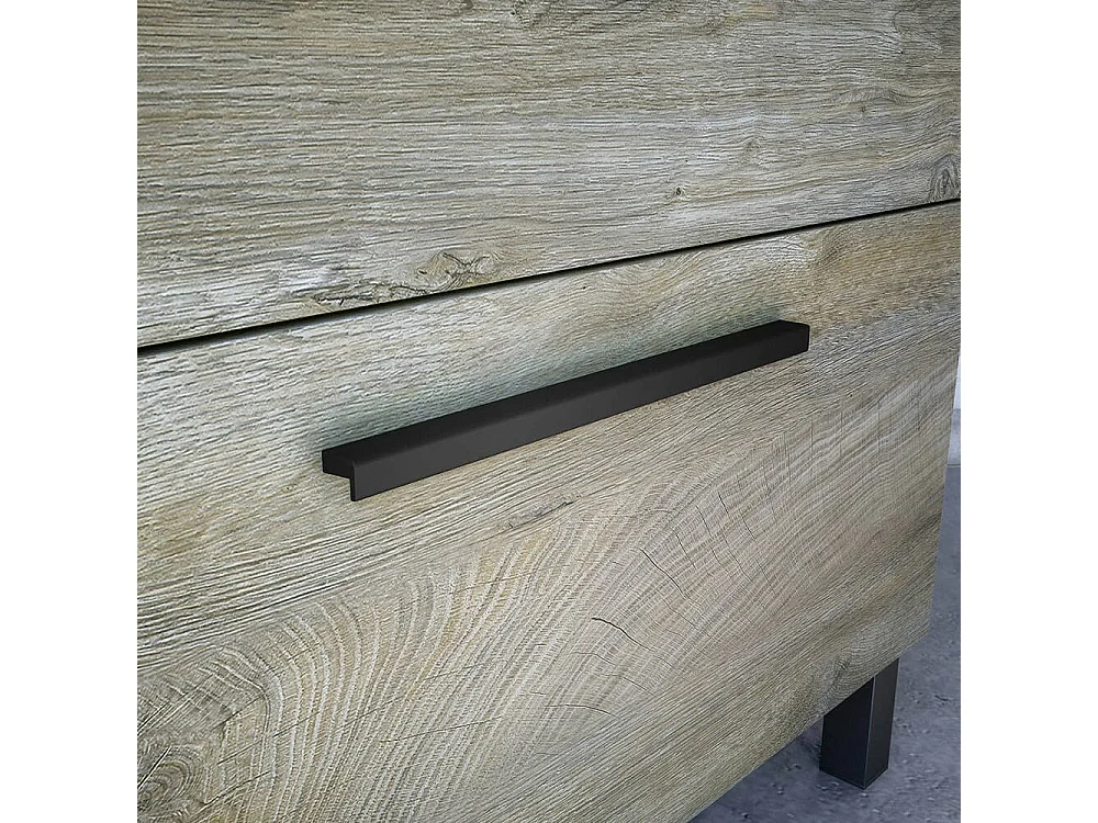 Meuble sous-vasque Dkolaro, Meuble de salle de bain, armoire 2 portes avec miroir, lavabo non inclus, 50x40h80 cm, Chêne