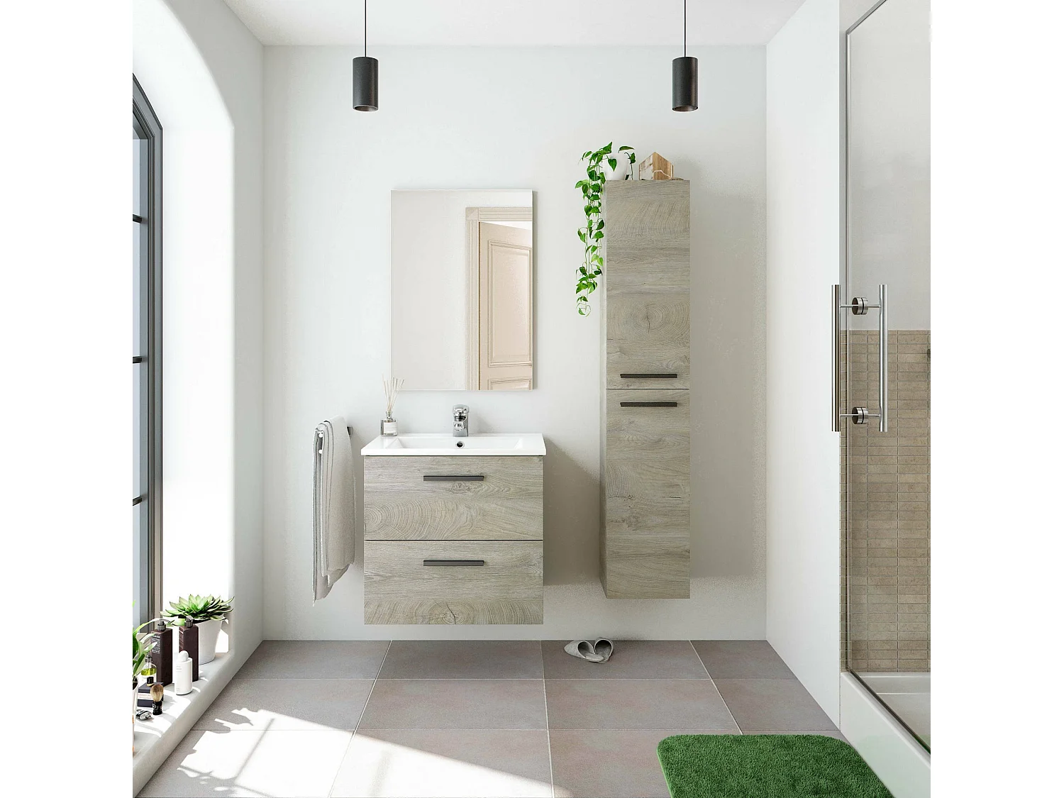 Dmora - Mobile sottolavabo Affa, 60x45h57 cm, Rovere