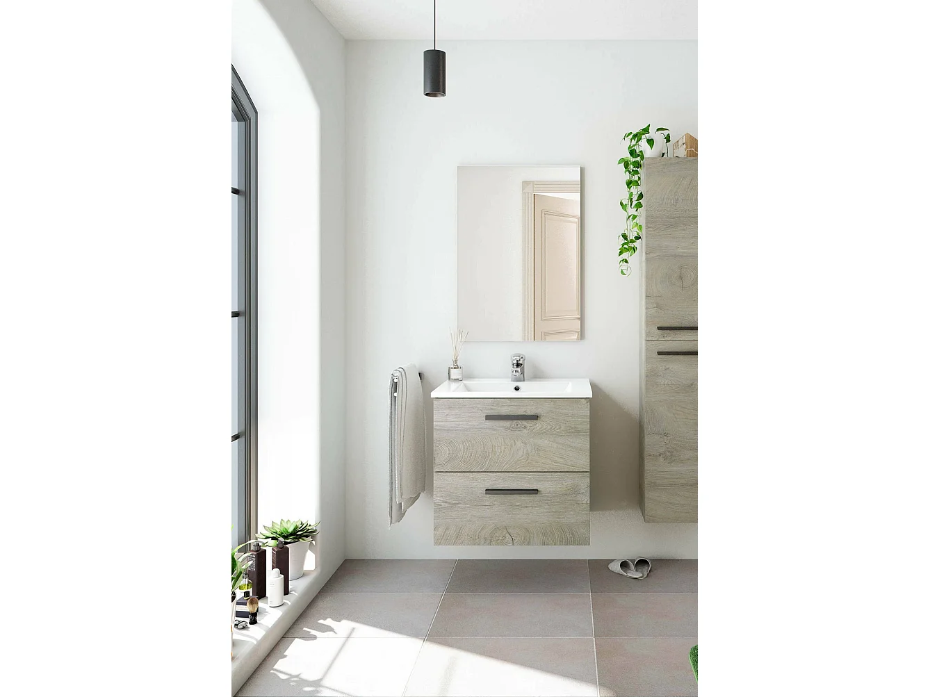 Dmora - Mobile sottolavabo Affa, 60x45h57 cm, Rovere