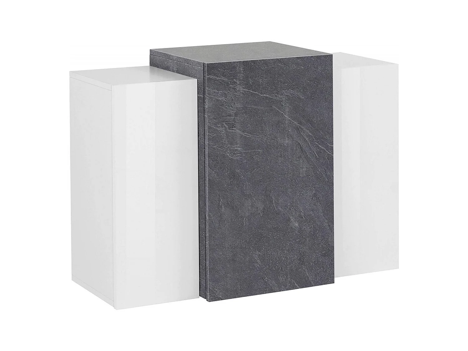 Armoire suspendue Didze, Armoire polyvalente, Armoire murale, 100% Made in Italy, 90x38h66 cm, Blanc brillant et ardoise