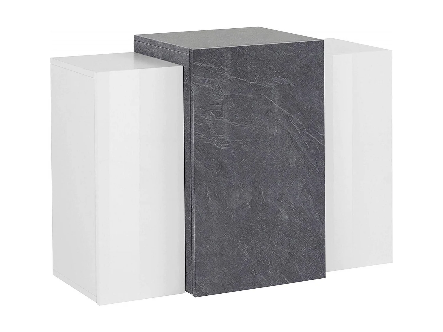 Armoire suspendue Didze, Armoire polyvalente, Armoire murale, 100% Made in Italy, 90x38h66 cm, Blanc brillant et ardoise