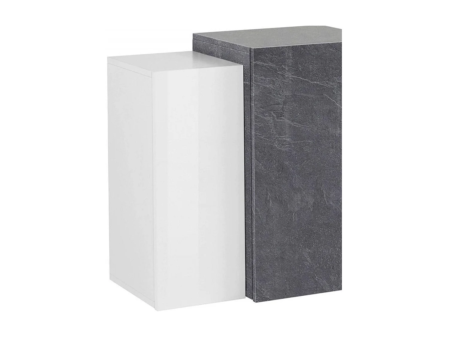 Didze wandkast, Multifunctionele kledingkast, Bovenkast, 100% Made in Italy, 90x38h66 cm, Glanzend wit en leisteen