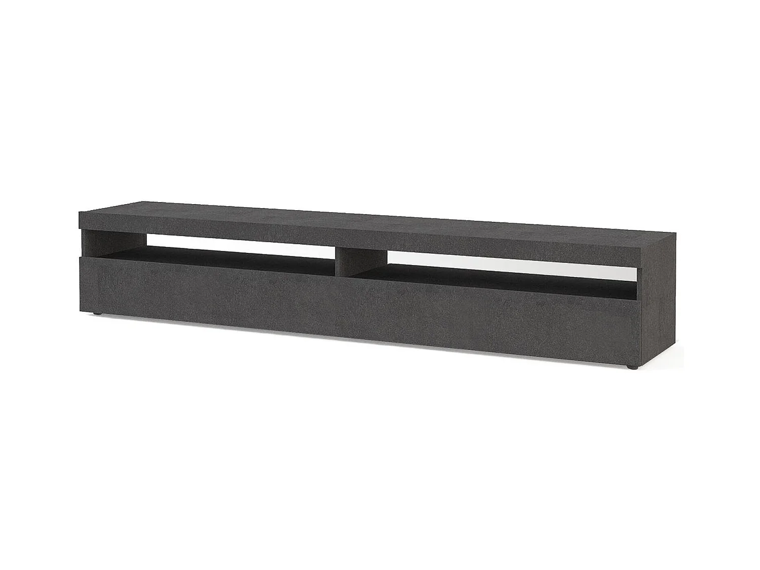 Dkraj TV-meubel, Laag woonkamerdressoir met 2 deuren, TV-meubelbasis, 100% Made in Italy, 200x45h36 cm, Leisteen, met LED-licht