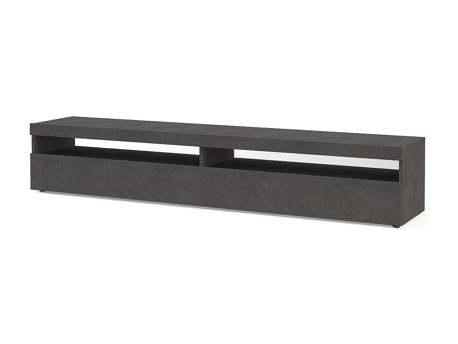 Dkraj TV-meubel, Laag woonkamerdressoir met 2 deuren, TV-meubelbasis, 100% Made in Italy, 200x45h36 cm, Leisteen, met LED-licht