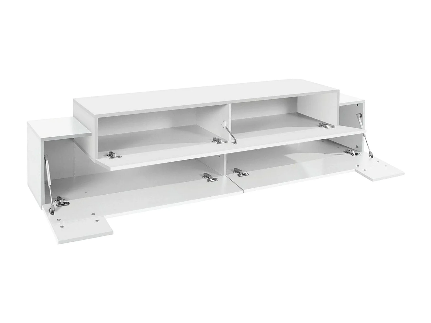 Móvel de TV Teo, aparador baixo da sala, base de móvel de TV, 100% Fabricado na Itália, 200x45h52 cm, Branco brilhante