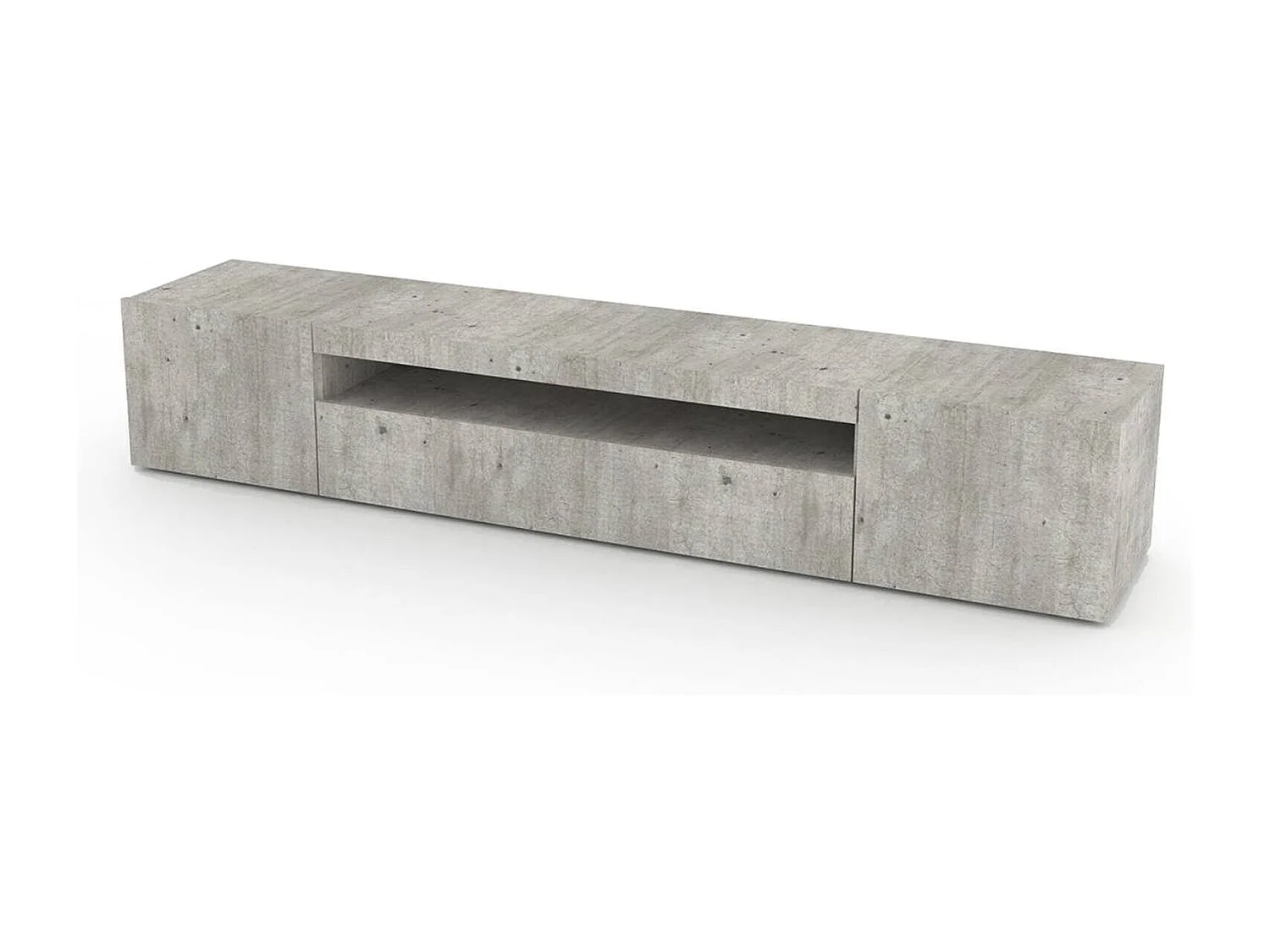 Meuble TV Dafrim, Buffet bas de salon avec 3 portes, Base pour meuble TV, 100% Made in Italy, 200x40h37 cm, Ciment, avec lumière LED