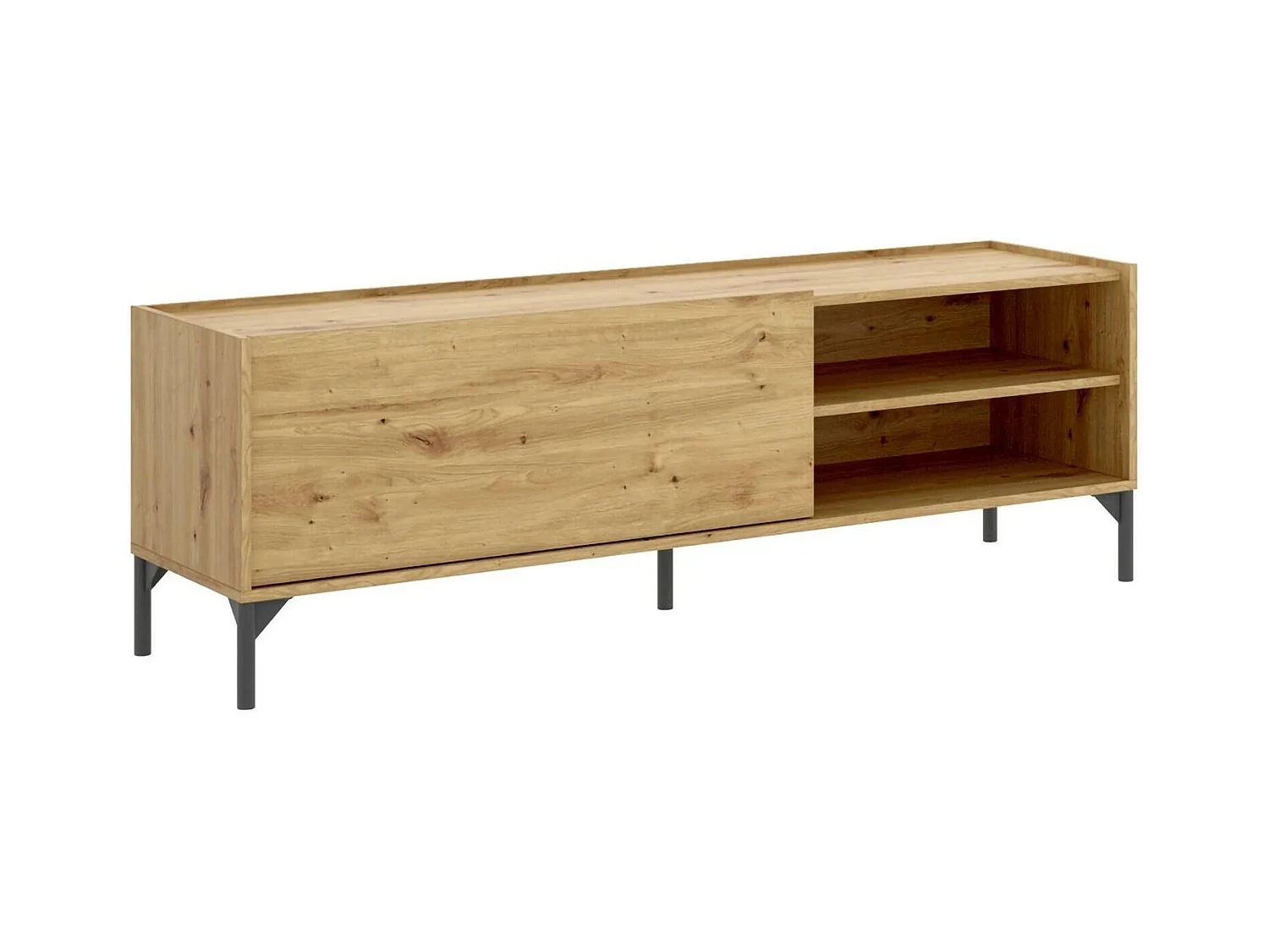 Meuble TV Asinara, Buffet bas de salon, Buffet de salon pour télévision, 155x43h47 cm, Chêne Nodi