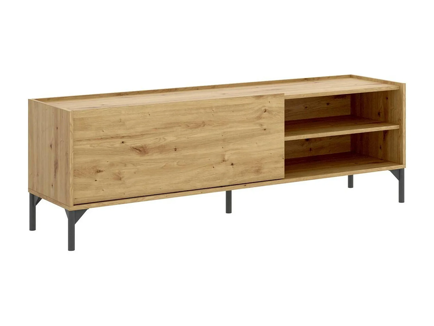 Meuble TV Dacerbi, Buffet bas de salon, Buffet de salon pour télévision, 155x43h47 cm, Chêne Nodi