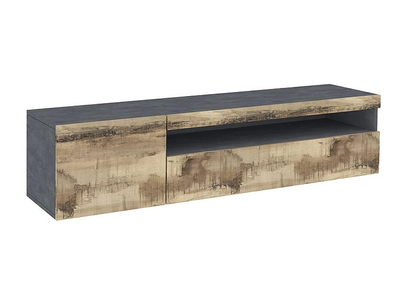 Móvel de TV Dbele, aparador baixo da sala, base de móvel de TV, 100% Fabricado na Itália, 150x40h37 cm, Ardósia e Bordo