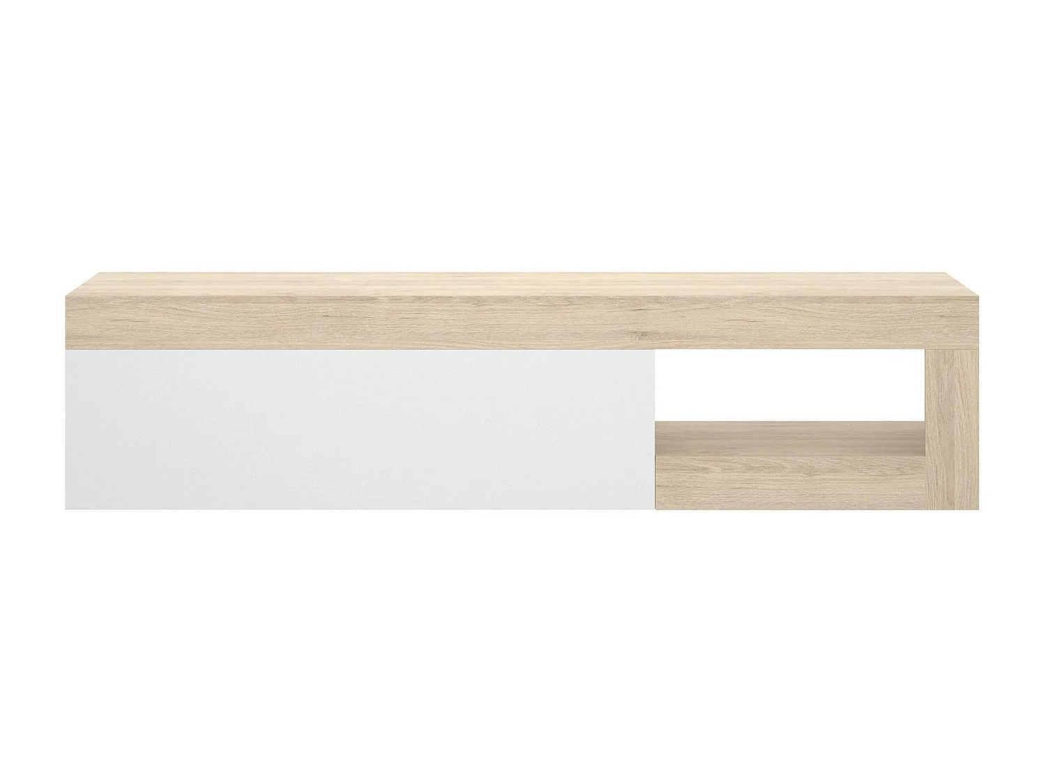 Móvel de TV Averau, Aparador baixo da sala, Aparador da sala para televisão, 204x42h48 cm, Carvalho e Branco