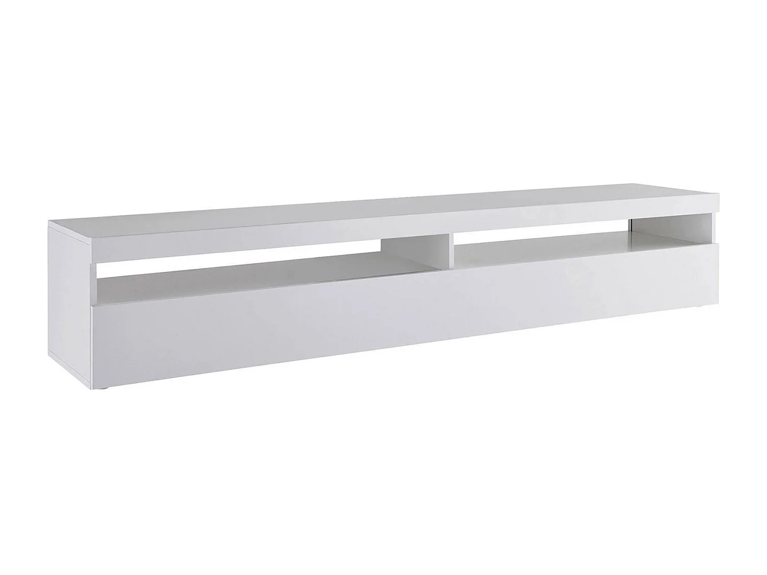 Meuble TV Dcanott, Buffet bas de salon, Base pour meuble TV, 100% Made in Italy, 200x45h36 cm, Blanc brillant, avec lumière LED