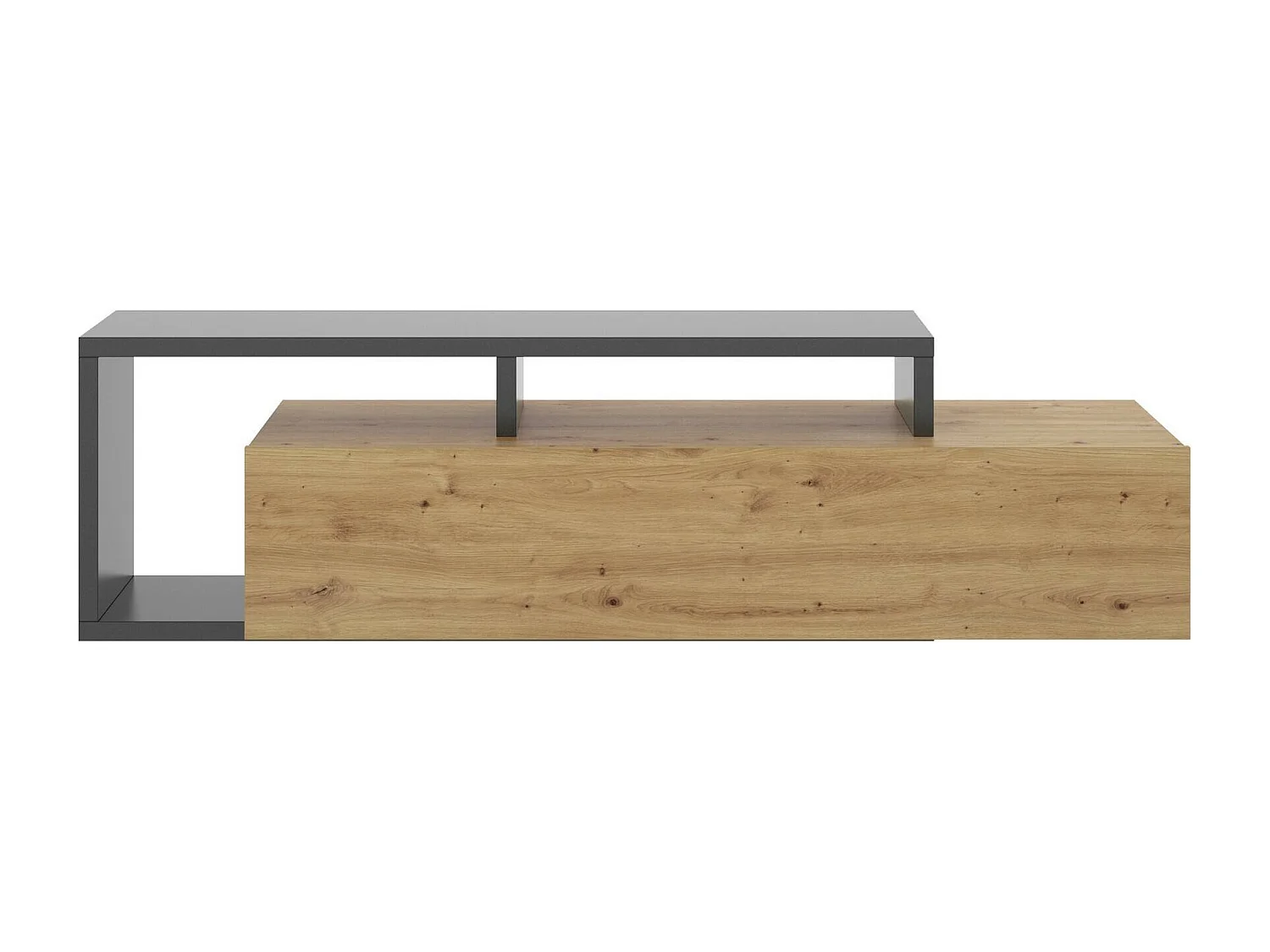 TV-Ständer Maiella, niedriges Sideboard für Wohnzimmer, Sideboard für Wohnzimmer für Fernseher, 165 x 40 x 47 cm, Eiche Nodes und Anthrazit