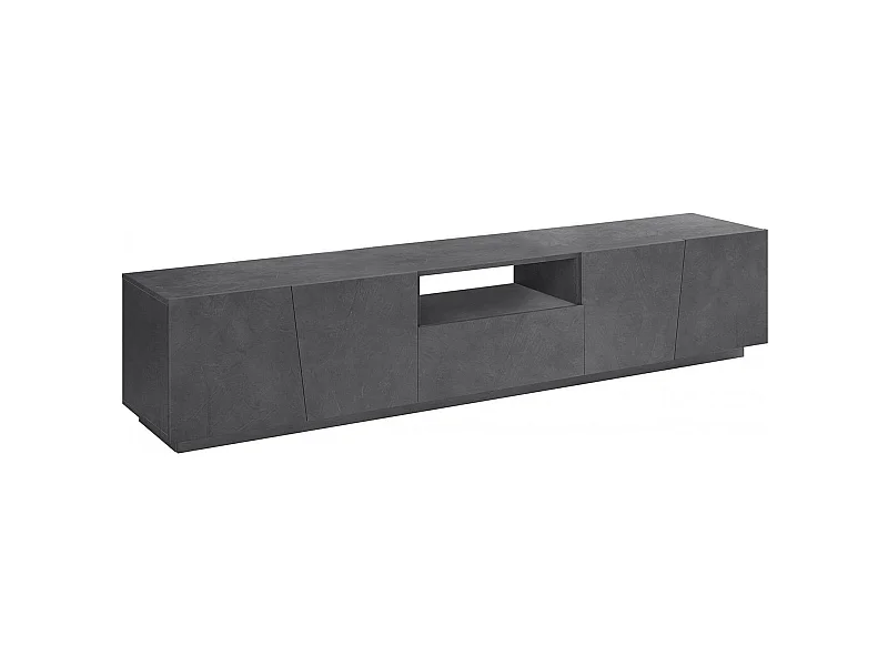 Meuble TV Dlori, Buffet bas de salon, Base pour meuble TV, 100% Made in Italy, 220x43h46 cm, Ardoise, avec lumière LED