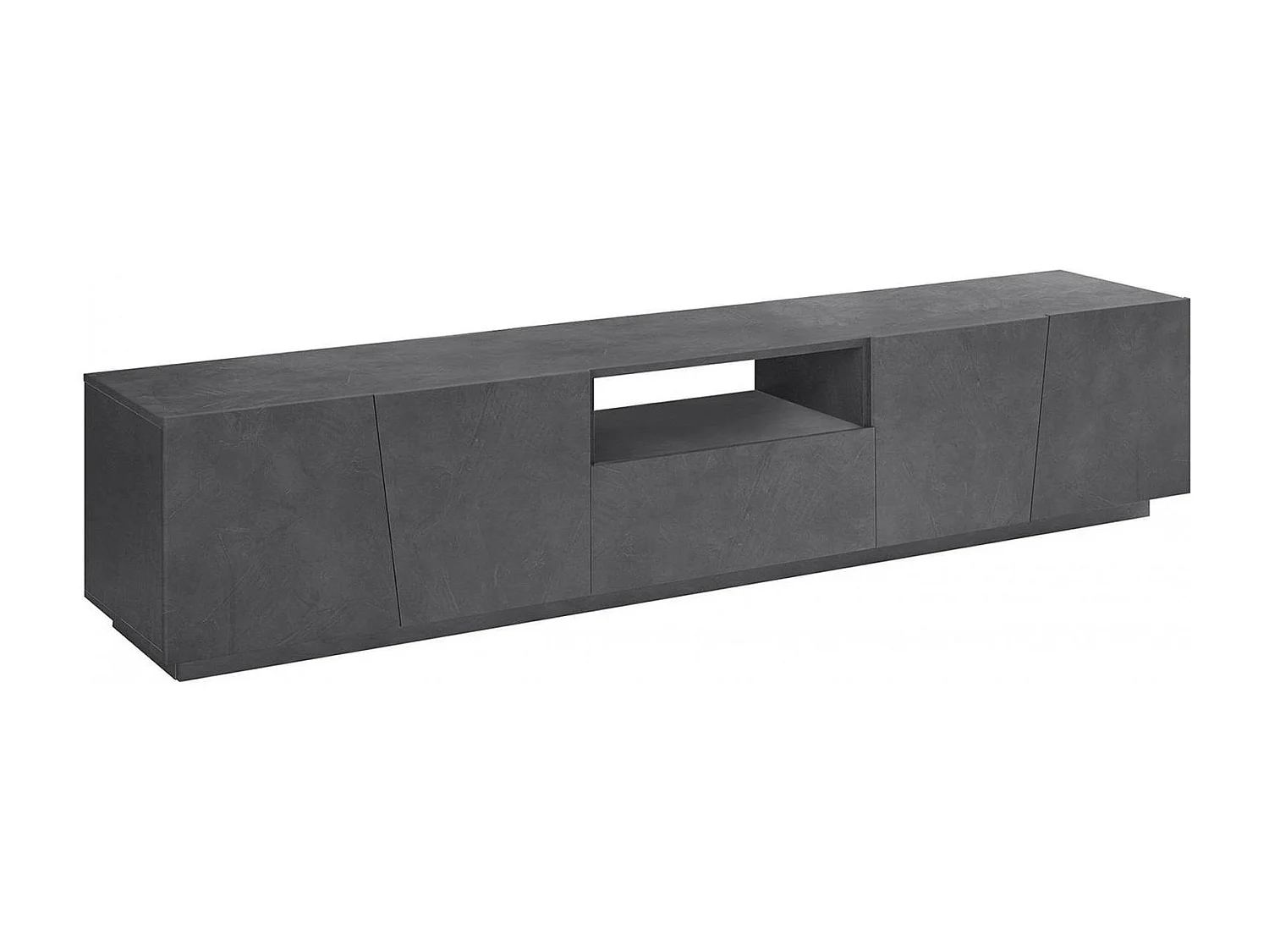 Mueble de televisión Dlori, Aparador bajo para salón, base soporte TV, 100% Made in Italy, cm 220x43h46, Pizarra, con luz LED