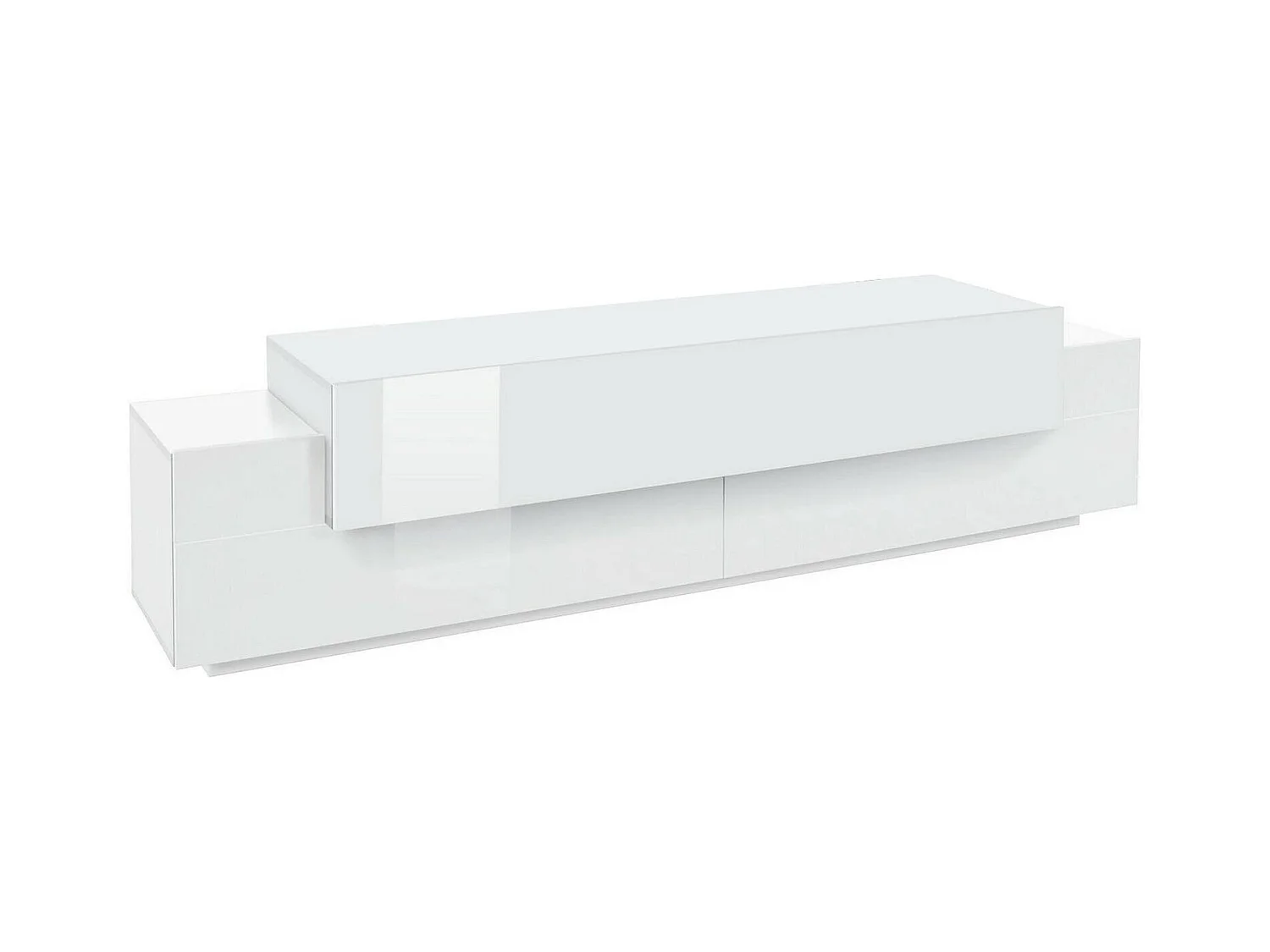 Meuble TV Dmirand, Buffet bas de salon, Base pour meuble TV, 100% Made in Italy, 200x45h52 cm, Blanc brillant