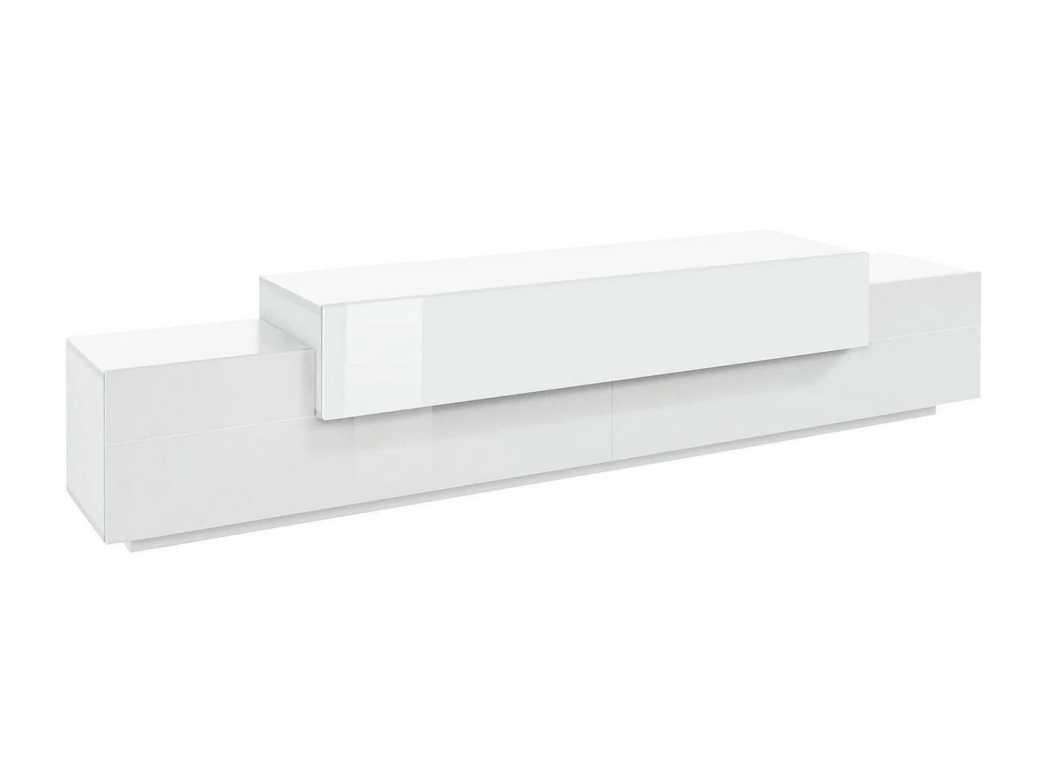 Móvel de TV Nico, aparador baixo da sala, base de móvel de TV, 100% Fabricado na Itália, 240x45h52 cm, Branco brilhante