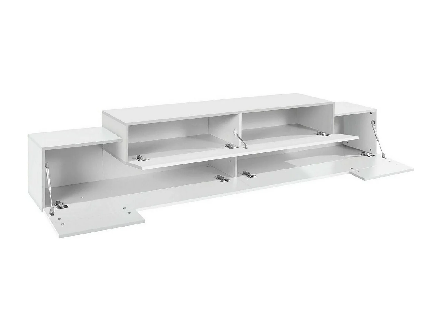 Móvel de TV Nico, aparador baixo da sala, base de móvel de TV, 100% Fabricado na Itália, 240x45h52 cm, Branco brilhante