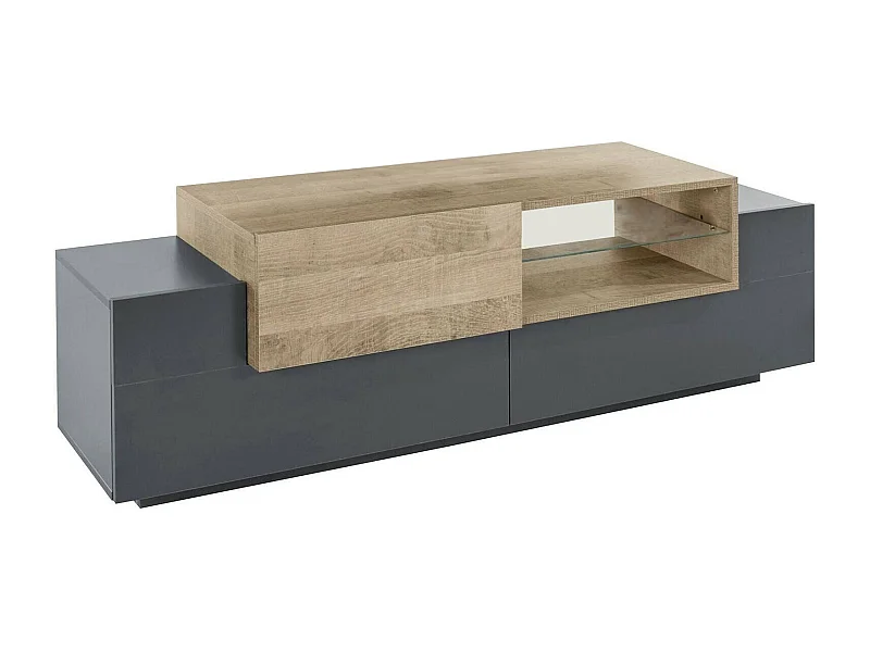 Meuble TV Dlodrin, Buffet bas de salon, Base pour meuble TV, 100% Made in Italy, 160x45h51 cm, Anthracite et Érable