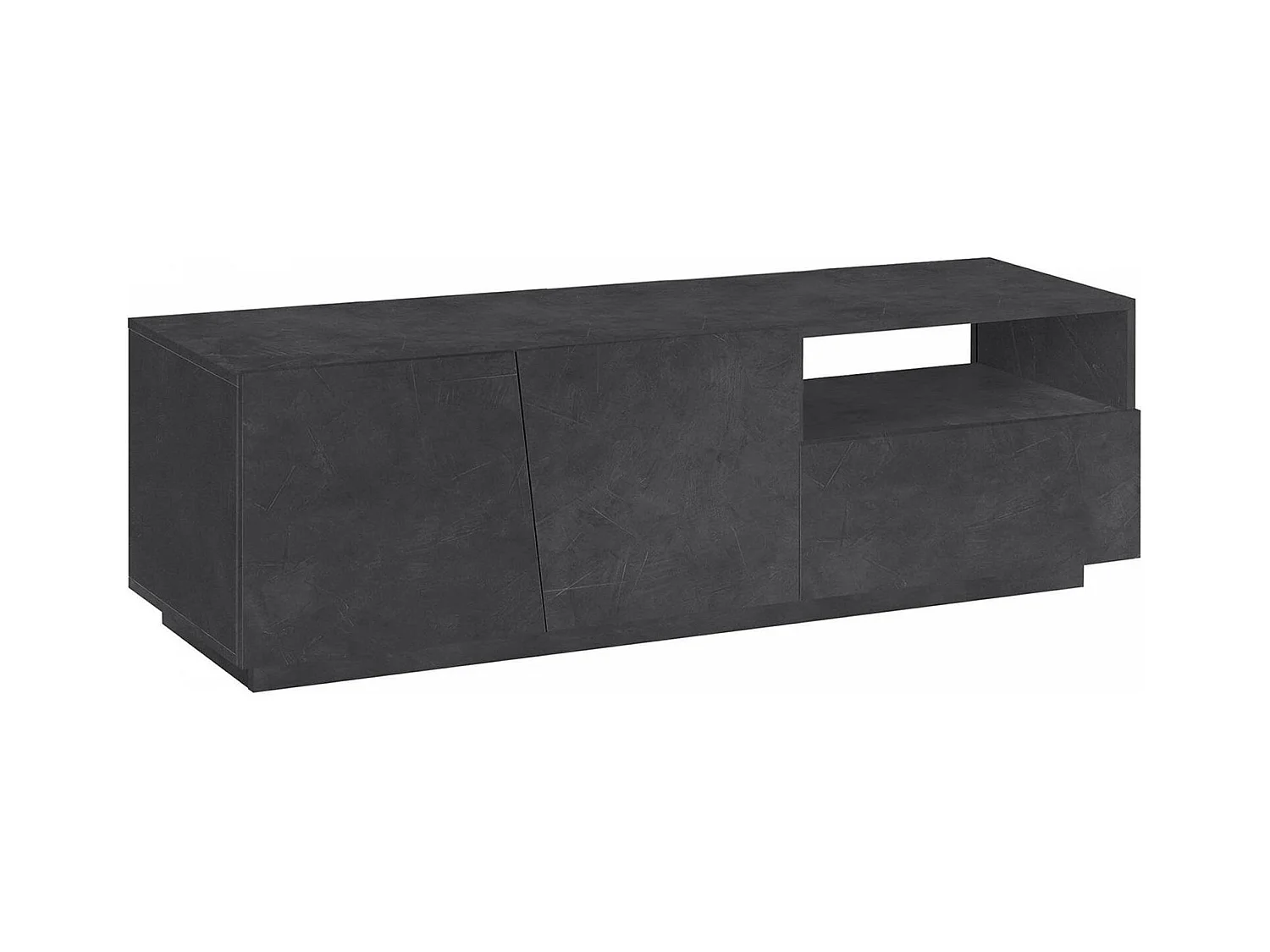 Meuble TV Dlandon, Buffet bas de salon avec 2 portes, Base pour meuble TV, 100% Made in Italy, 150x43h46 cm, Ardoise