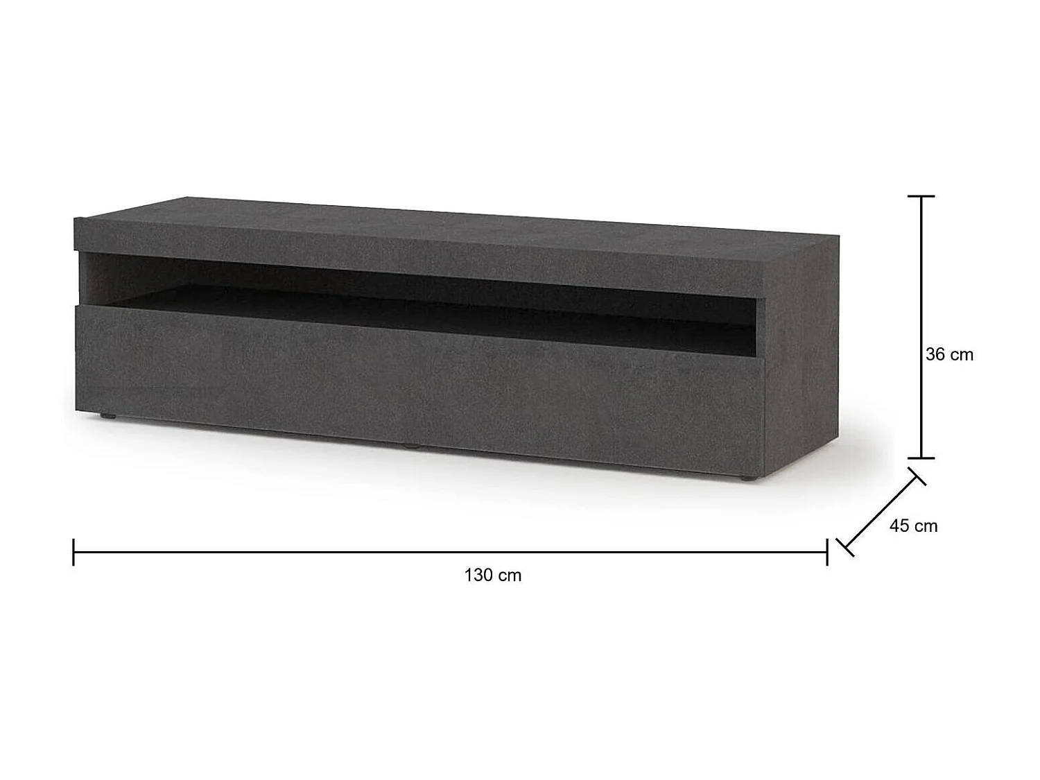 Móvel de TV Ddunca, Aparador baixo de sala com 1 porta, base de móvel de TV, 100% Fabricado na Itália, 130x45h36 cm, Ardósia