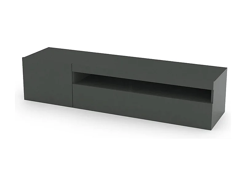 Meuble TV Dmontu, Buffet bas de salon, Base pour meuble TV, 100% Made in Italy, 150x40h37 cm, Anthracite Brillant