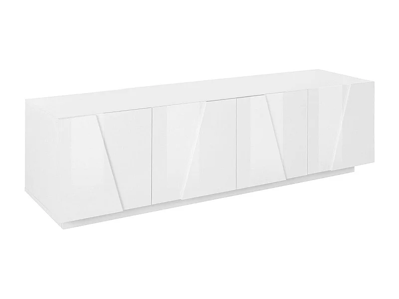 Djungda TV-meubel, Laag woonkamerdressoir, TV-meubelbasis, 100% Made in Italy, 162x44h46 cm, Glanzend wit