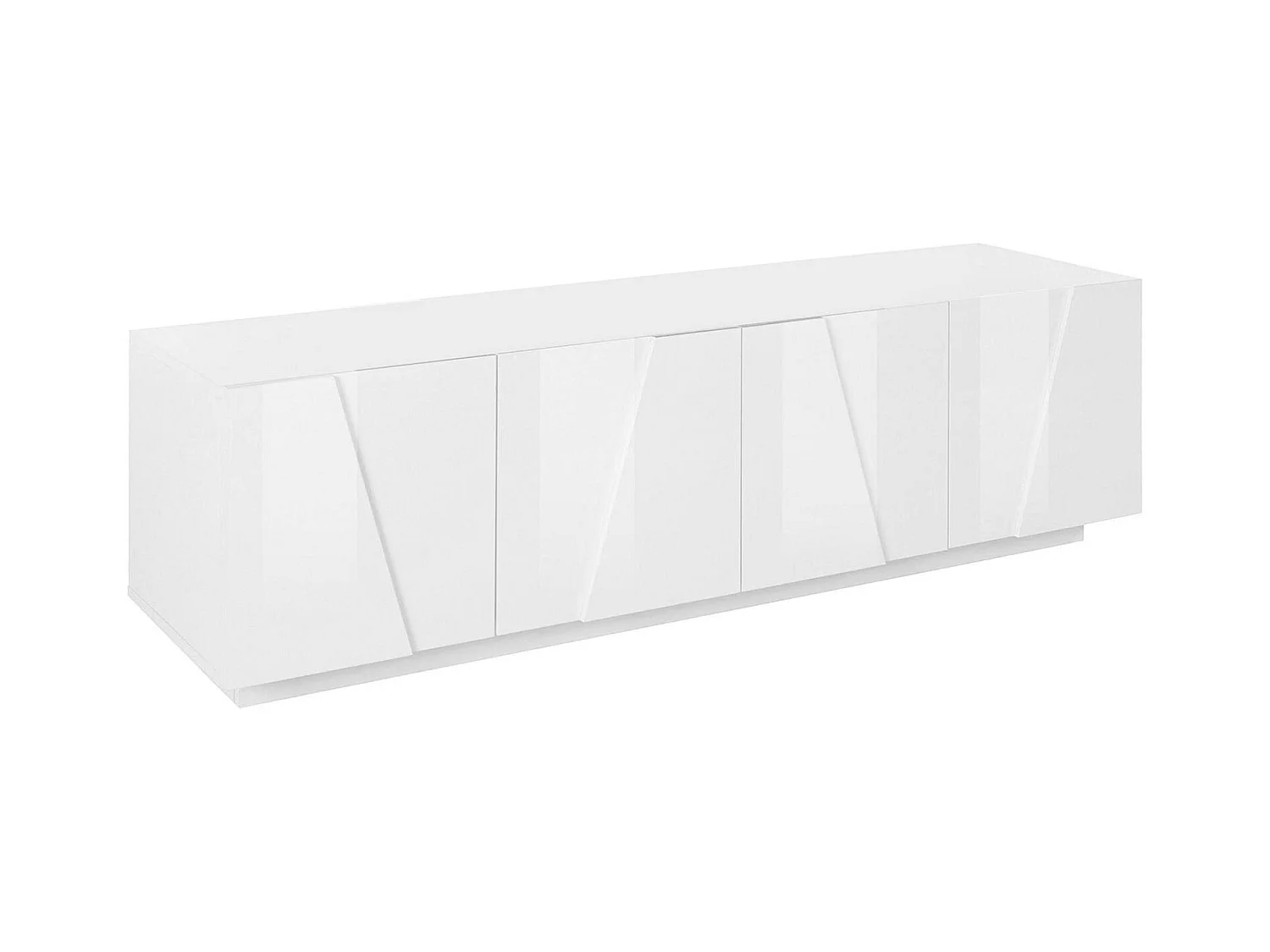 Meuble TV Djungda, Buffet bas de salon, Base pour meuble TV, 100% Made in Italy, 162x44h46 cm, Blanc brillant