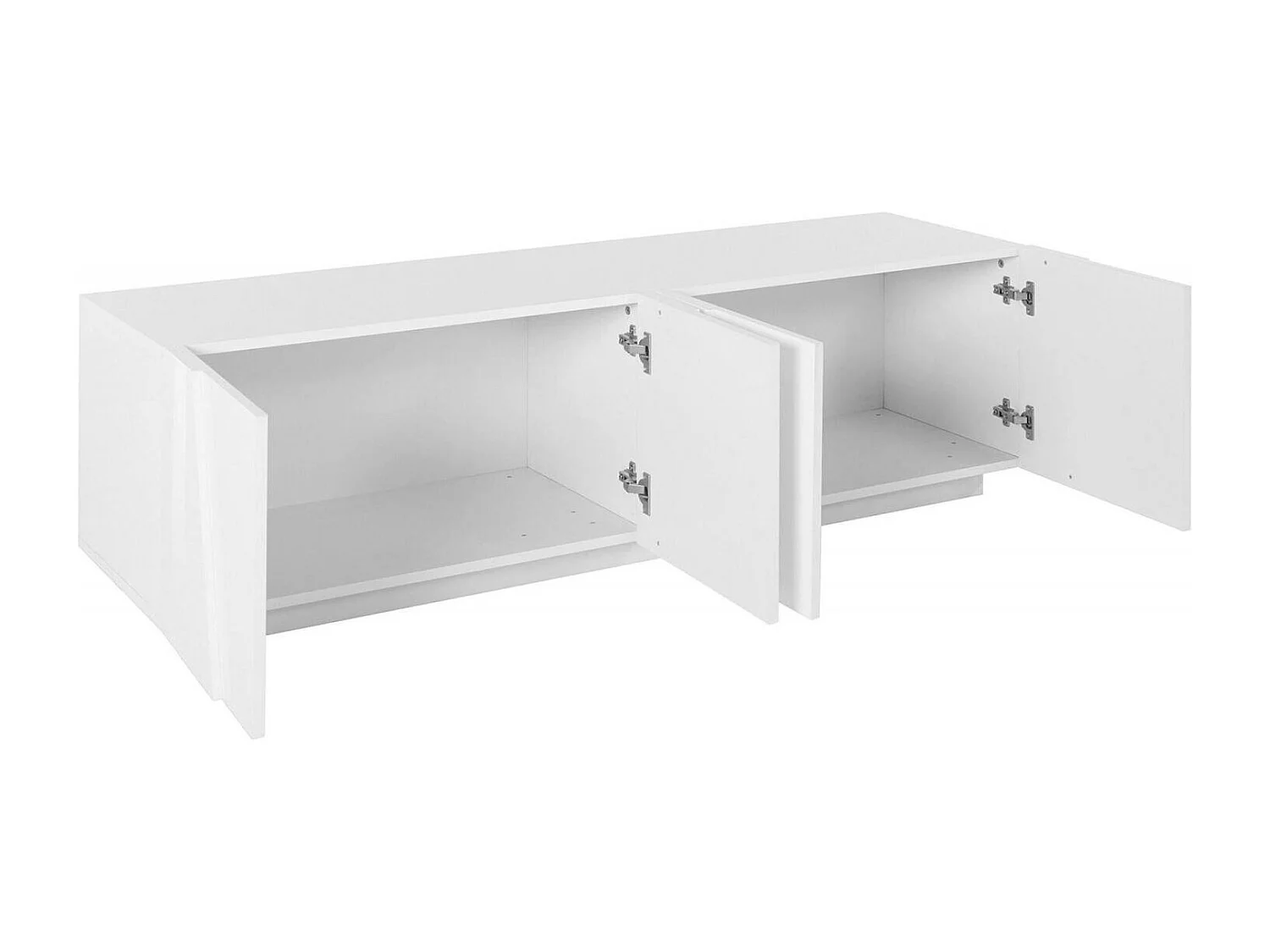 Fernsehschrank Djungda, Niedriges Sideboard für Wohnzimmer, Sockel für TV-Möbel, 100 % Made in Italy, cm 162x44h46, weiÃŸ glänzend