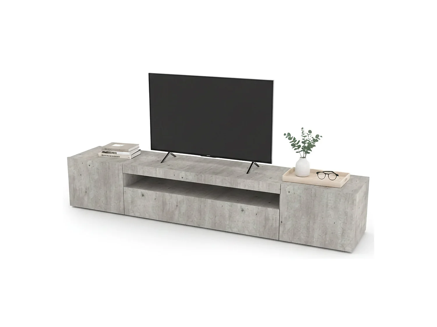 Mobile Porta tv Amore, 2 Ripiani Made in Italy, 40x200x37h cm Grigio Cemento