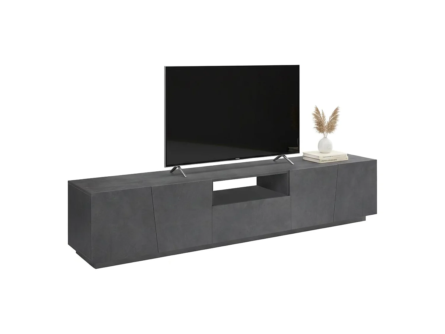Meuble TV Dlori, Buffet bas de salon, Base pour meuble TV, 100% Made in Italy, 220x43h46 cm, Ardoise