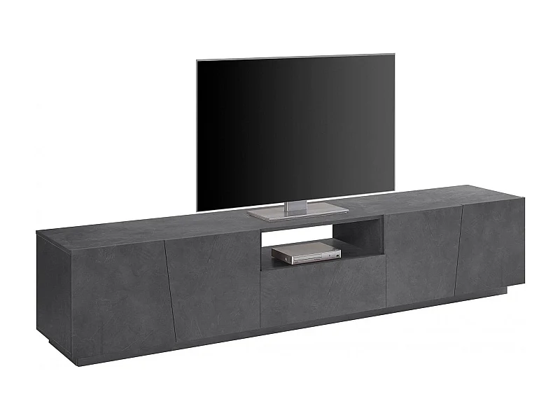 Fernsehschrank Dlori, Niedriges Sideboard für Wohnzimmer, Sockel für TV-Möbel, 100 % Made in Italy, cm 220x43h46, Schiefer