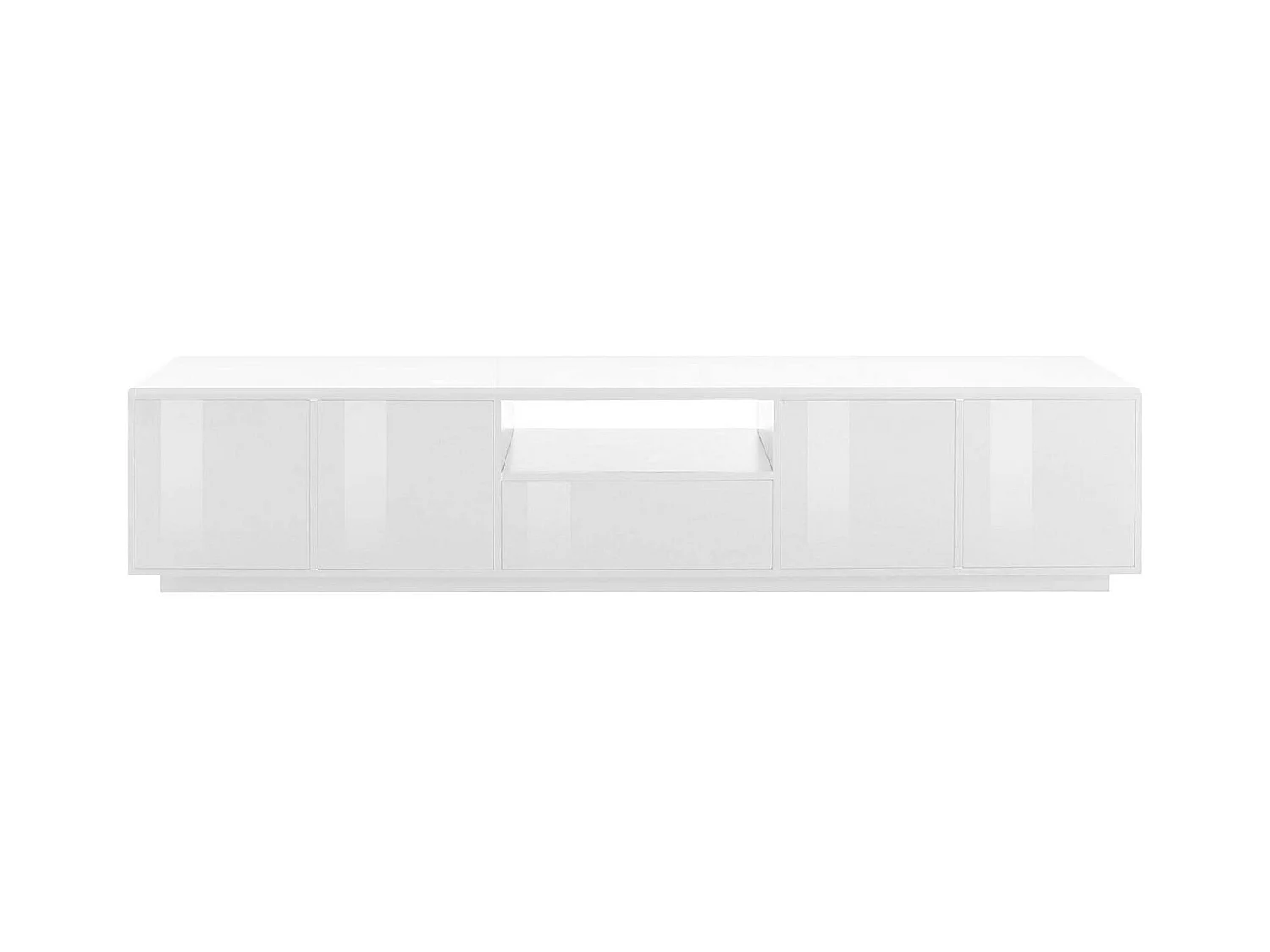 Meuble TV Dlepor, Buffet bas de salon, Base pour meuble TV, 100% Made in Italy, 220x41h46 cm, Blanc brillant
