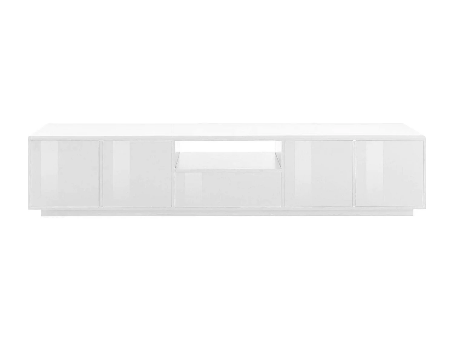 Meuble TV Dlepor, Buffet bas de salon, Base pour meuble TV, 100% Made in Italy, 220x41h46 cm, Blanc brillant