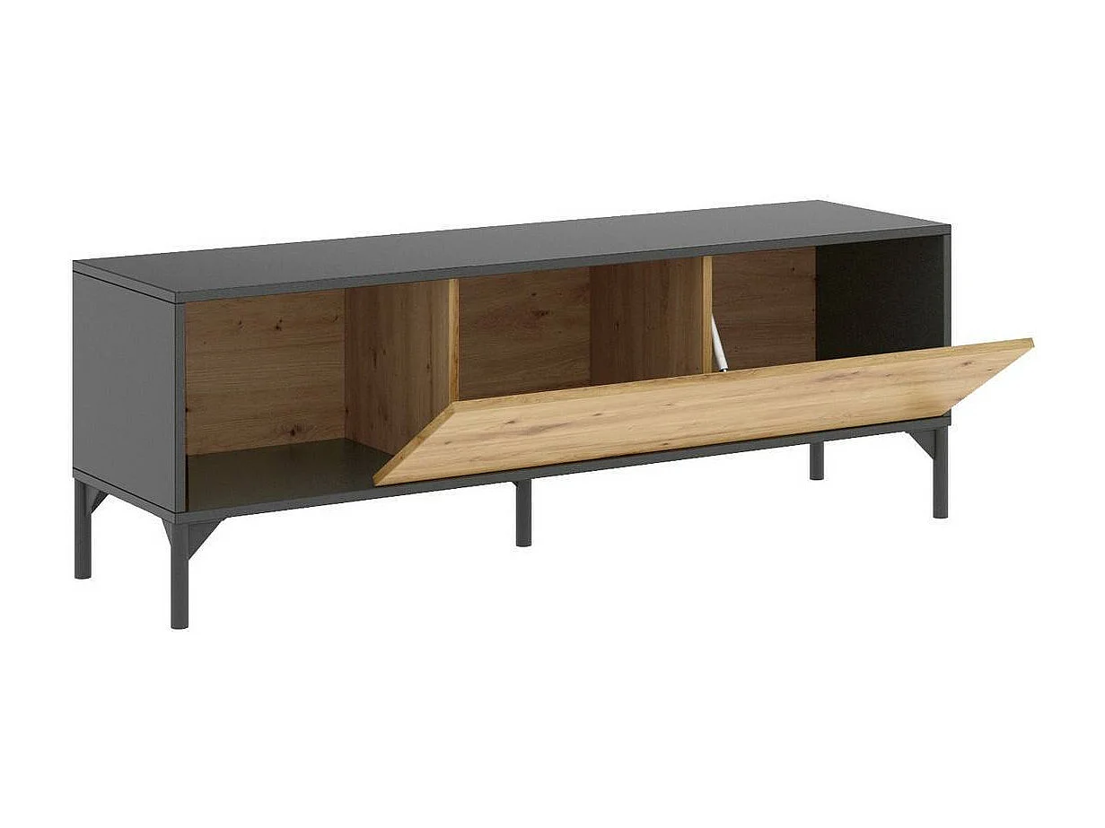 Mueble TV Dlell, Aparador bajo para salón, Aparador para salón para televisión, 132x39h44 cm, Roble Nudos y Antracita