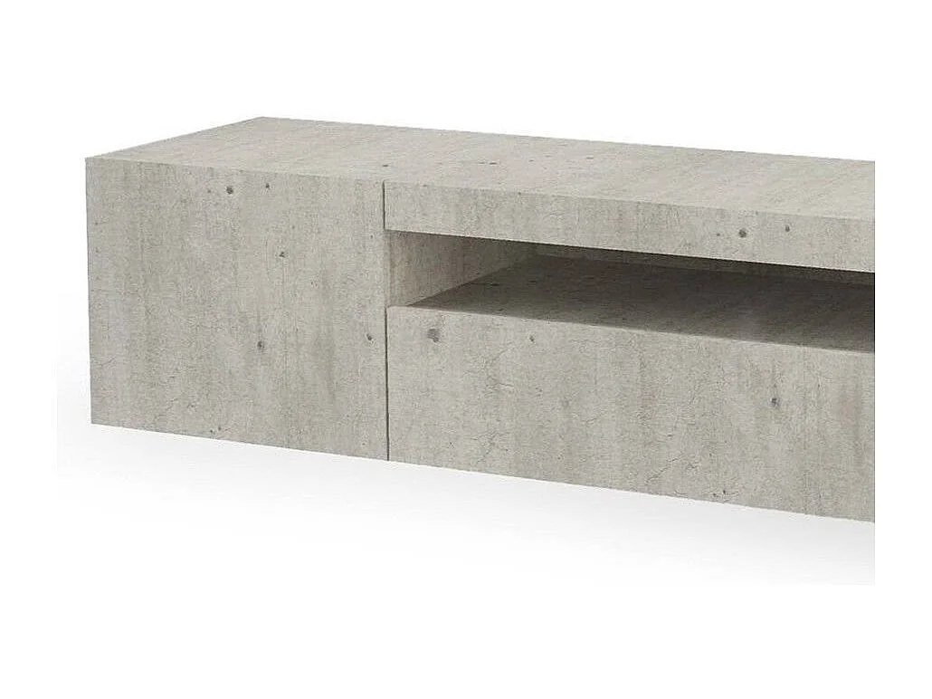 Meuble TV Dmangoni, Buffet bas de salon avec 2 portes, Base pour meuble TV, 100% Made in Italy, 150x40h37 cm, Ciment, avec lumière LED