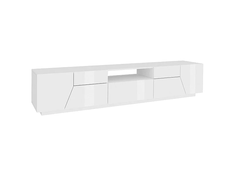 Meuble TV Dfilipp, Buffet bas de salon, Base pour meuble TV, 100% Made in Italy, 220x43h46 cm, Blanc brillant