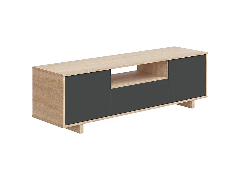 Meuble TV Dnard, Buffet pour télévision de salon, Meuble TV 3 portes, Buffet bas, 150x41h46 cm, Chêne