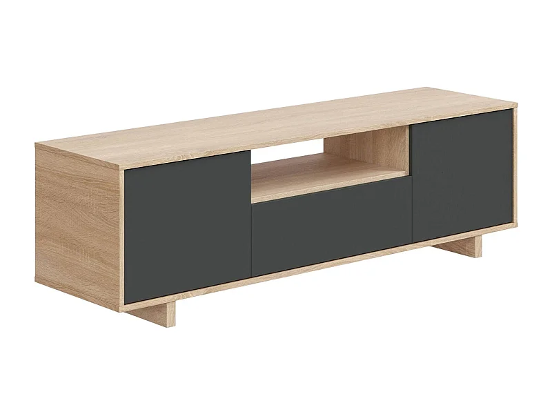 Móvel TV Dnard, Aparador para televisão da sala, Móvel TV 3 portas, Aparador baixo, 150x41h46 cm, Carvalho