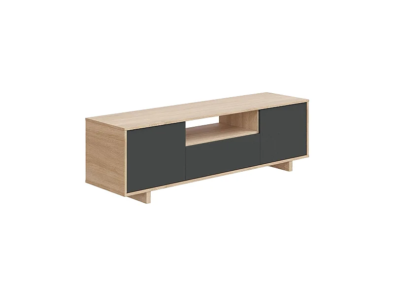 Meuble TV Dnard, Buffet pour télévision de salon, Meuble TV 3 portes, Buffet bas, 150x41h46 cm, Chêne