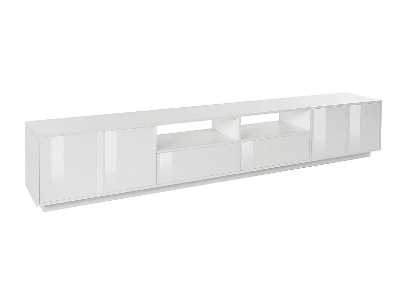 Mueble de televisión Dleott, Aparador bajo para salón, base soporte TV, 100% Made in Italy, cm 260x41h46, Blanco brillo