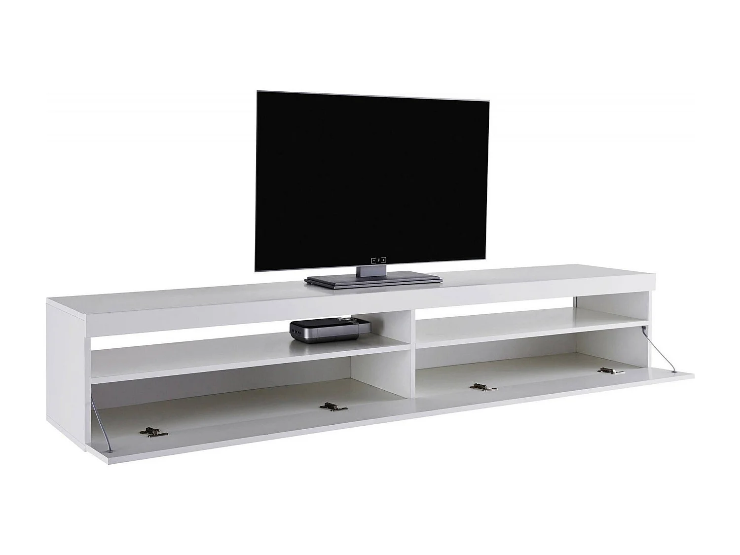 Meuble TV Dcanott, Buffet bas de salon, Base pour meuble TV, 100% Made in Italy, 200x45h36 cm, Blanc brillant