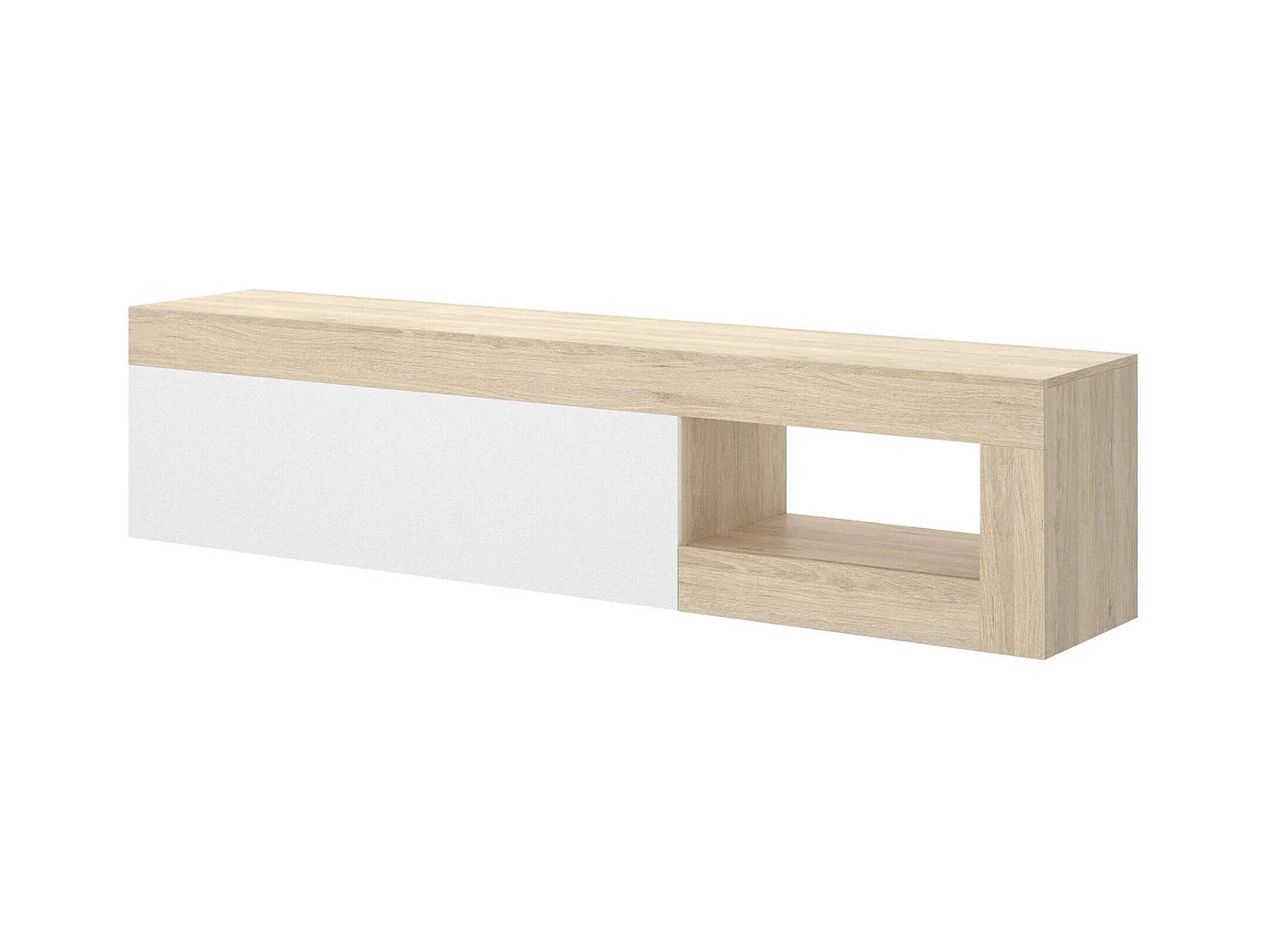Dadl TV-meubel, Laag woonkamerdressoir, Woonkamerdressoir voor televisie, 204x42h48 cm, Eiken en wit