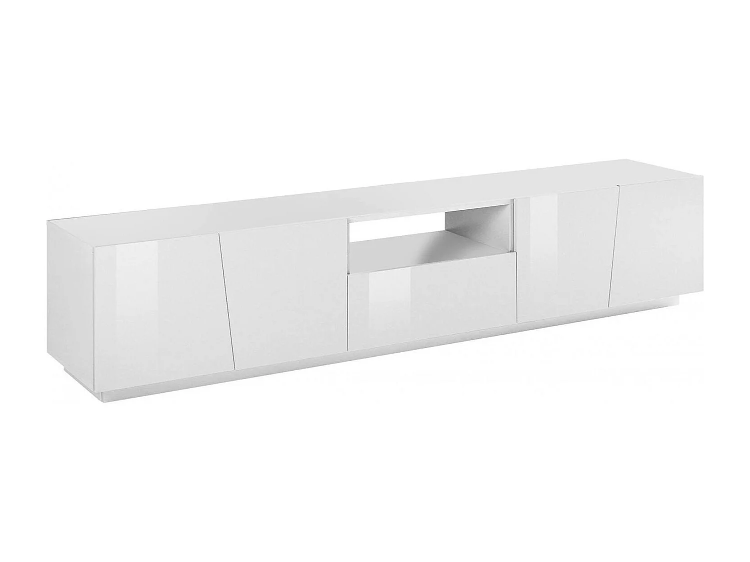 Mobile Porta tv Azzurras, un Cassetto Made in Italy, 43x220x46h cm Bianco Lucido
