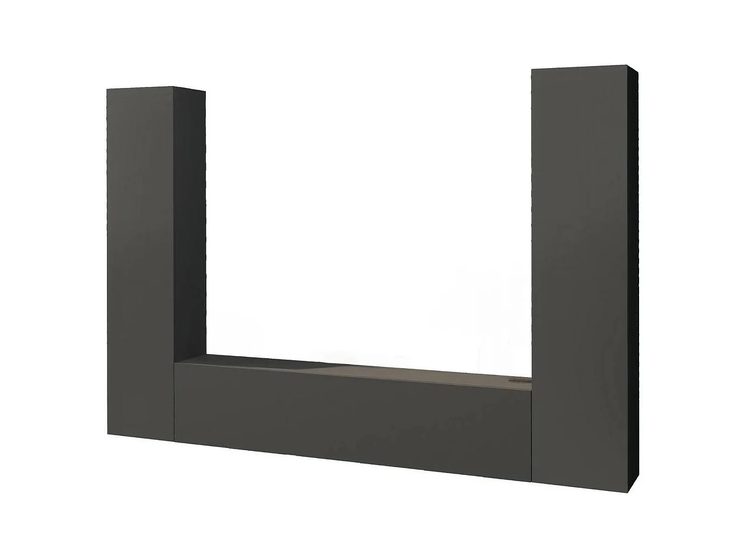 Système mural Giordano, ensemble de salon meuble TV 3 portes, meuble de salon polyvalent, 100% Made in Italy, 260x30h180 cm, Anthracite