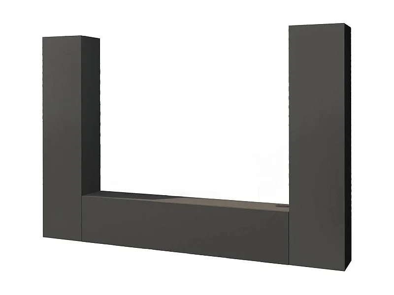 Wohnzimmermöbel Giordano, Wohnzimmergarnitur TV-Möbel mit 3 Türen, Mehrzweck-Wohnmöbel, 100 % Made in Italy, cm 260x30h180, Anthrazit