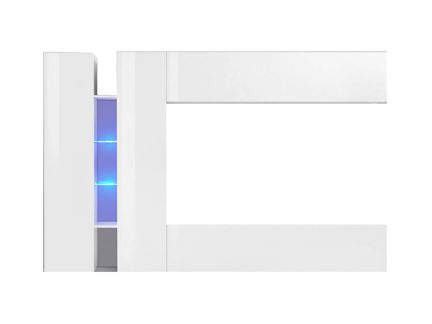 Ensemble mural Costanzo, meuble TV 4 portes, meuble de salon polyvalent, 100% Made in Italy, 280x30x180 cm, Blanc brillant