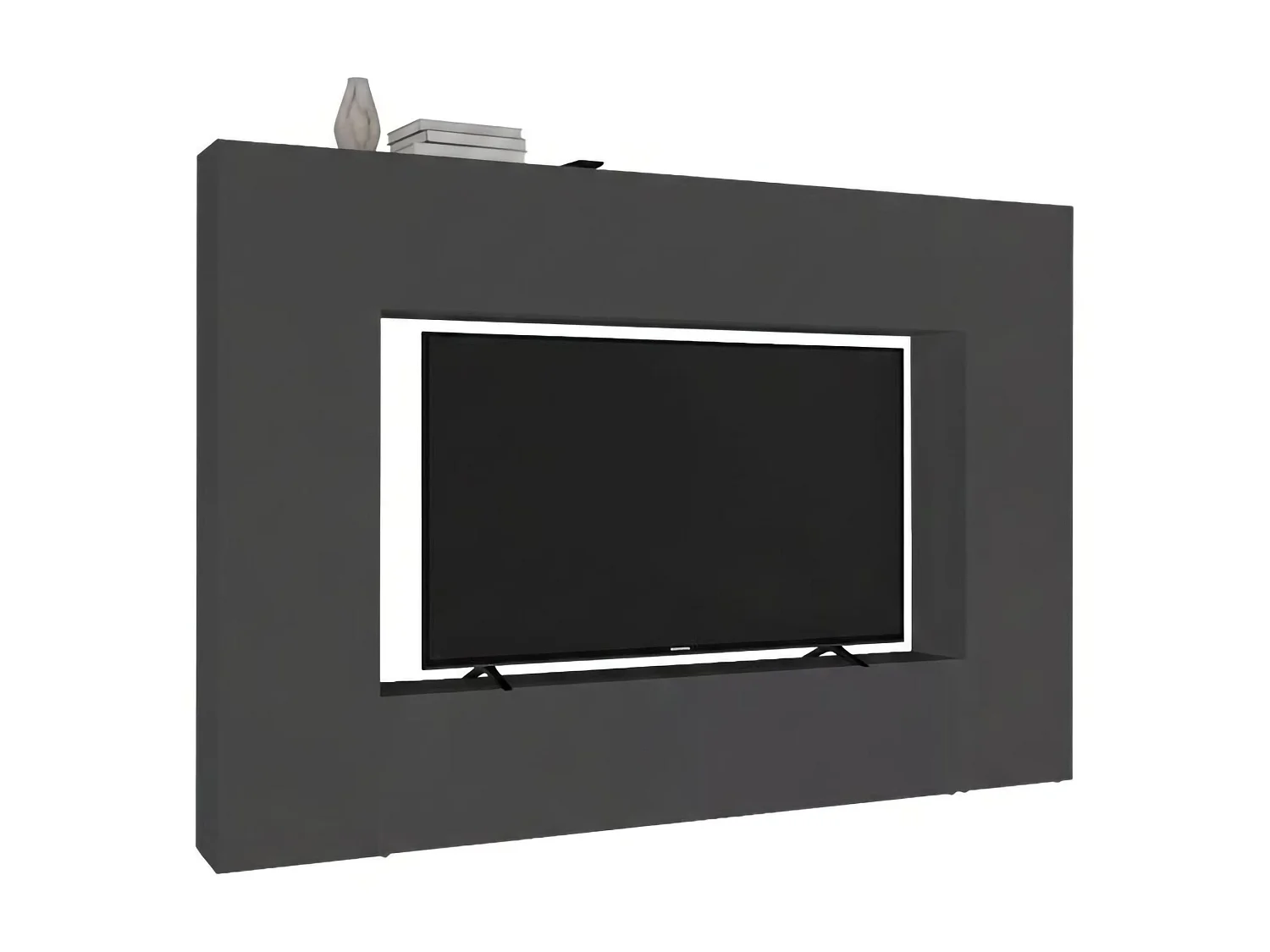 Élément mural Luigi, meuble TV 4 portes, meuble de salon polyvalent, 100% Made in Italy, 260x30h180 cm, Anthracite