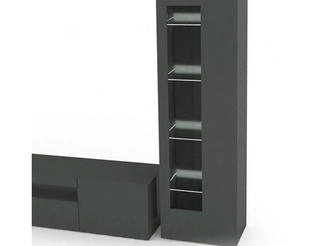 Ensemble mural Enzo, meuble TV pour salon, meuble de salon polyvalent, 100% Made in Italy, 290x40h162 cm, Anthracite Brillant