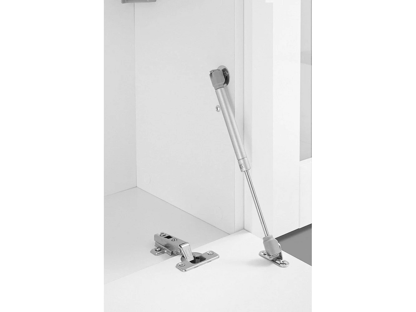 Élément mural Luigi, meuble TV 4 portes, meuble de salon polyvalent, 100% Made in Italy, 260x30h180 cm, Blanc brillant